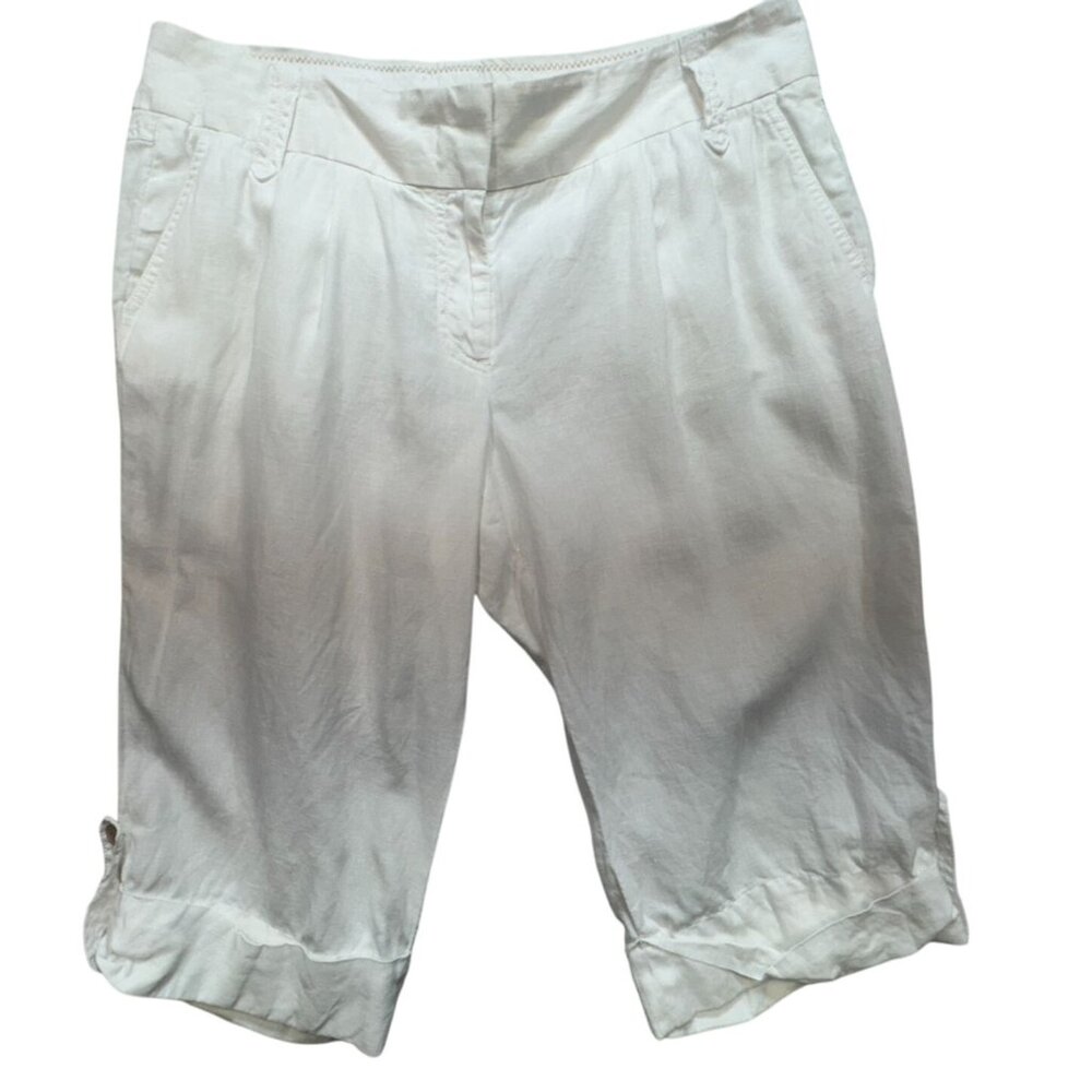 J.Crew Womens Chino City Fit Capri Pants Size 12 White Pleated Casual Summer
